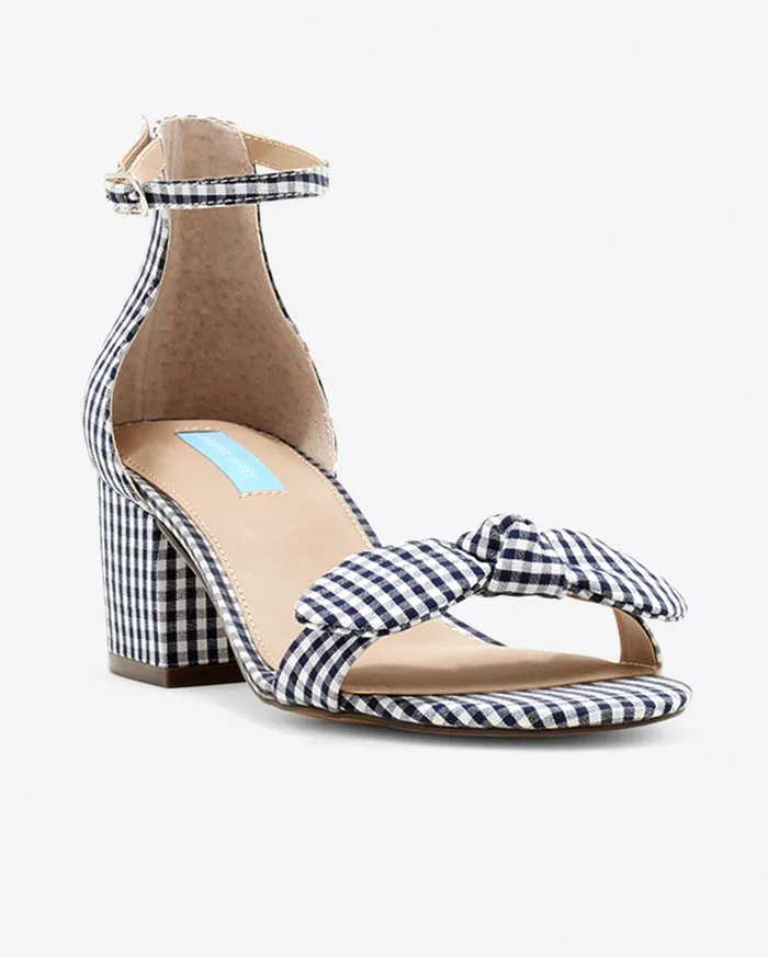 Draper James Preston Sandal In Navy Gingham Women Heels