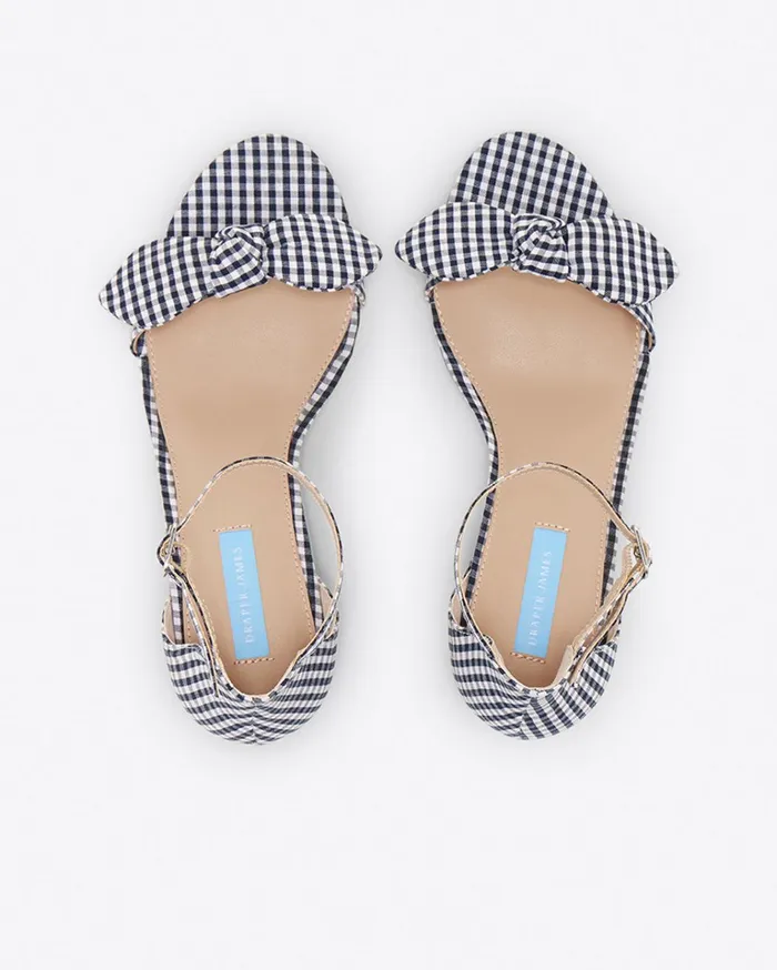Draper James Preston Sandal In Navy Gingham Women Heels