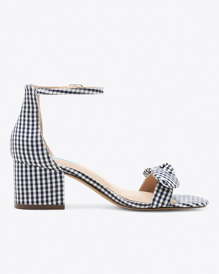Draper James Preston Sandal In Navy Gingham Women Heels