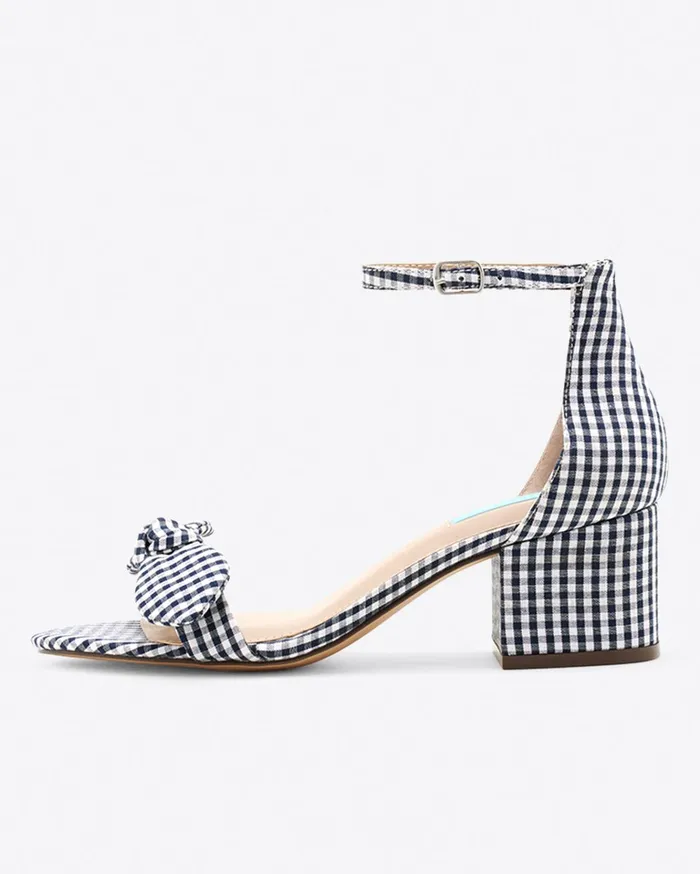Draper James Preston Sandal In Navy Gingham Women Heels