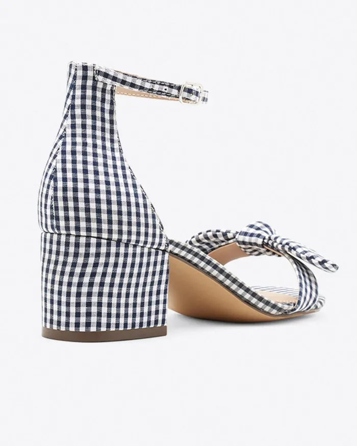 Draper James Preston Sandal In Navy Gingham Women Heels