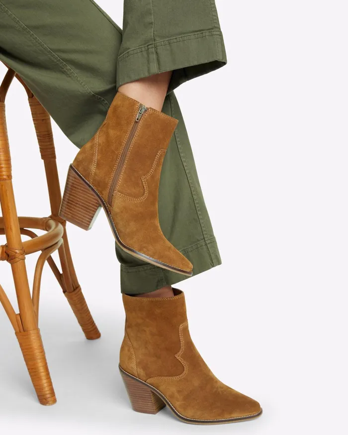 Draper James Randall Boot In Cognac Suede Women Heels