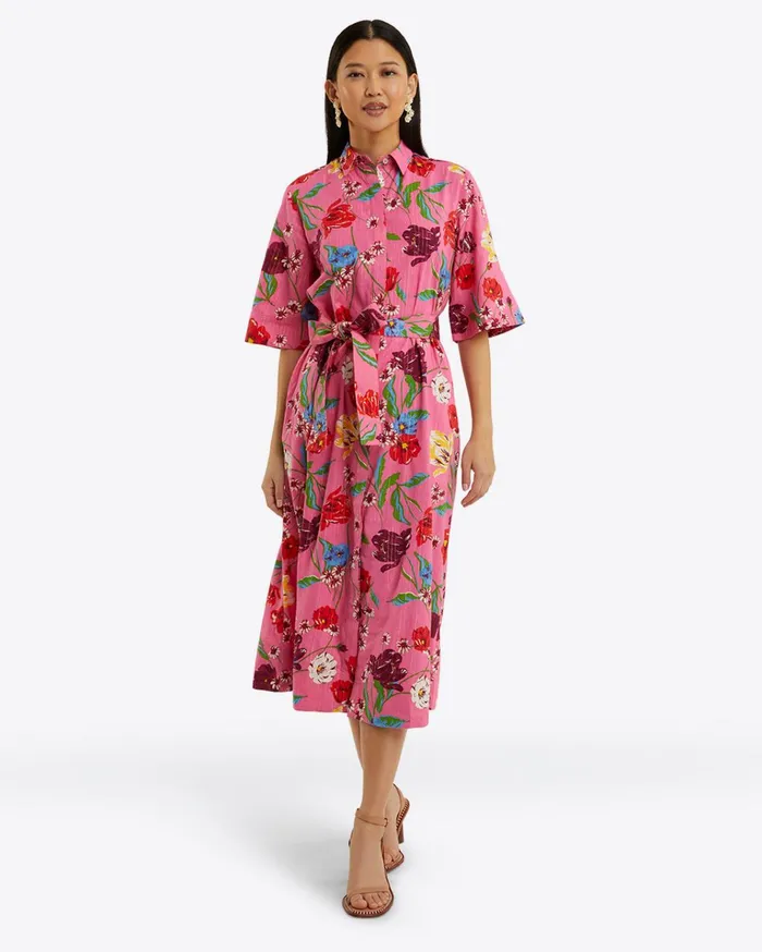 Draper James Riley Midi Shirtdress In Lurex Stripe Women Dresses