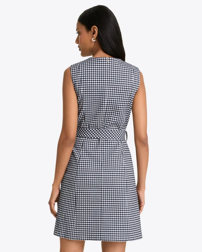 Draper James Sadie Belted Shift Dress In Textured Gingham Women Dresses