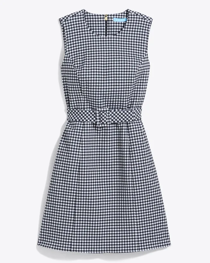 Draper James Sadie Belted Shift Dress In Textured Gingham Women Dresses