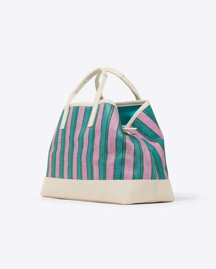 Draper James Stripe Canvas Tote Women Swim