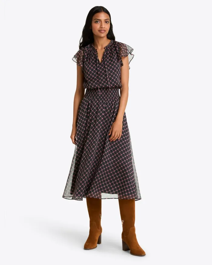 Draper James Tenille Dress In Crinkle Chiffon Women Dresses