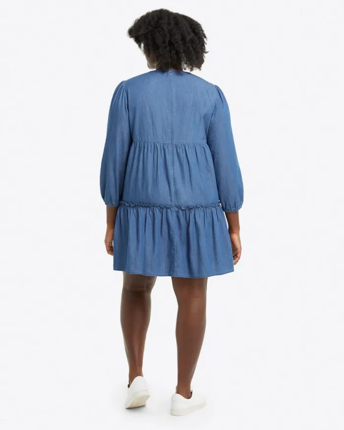 Draper James Tiered Trapeze Dress In Chambray Women Dresses