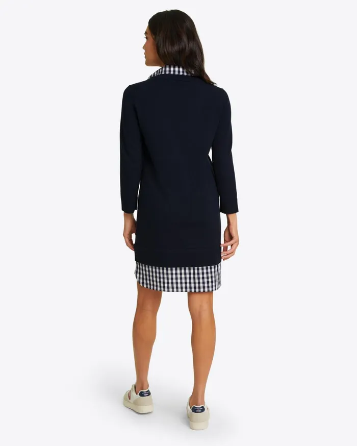 Draper James Wool And Cotton Combo Sweaterdress In Navy Women Dresses