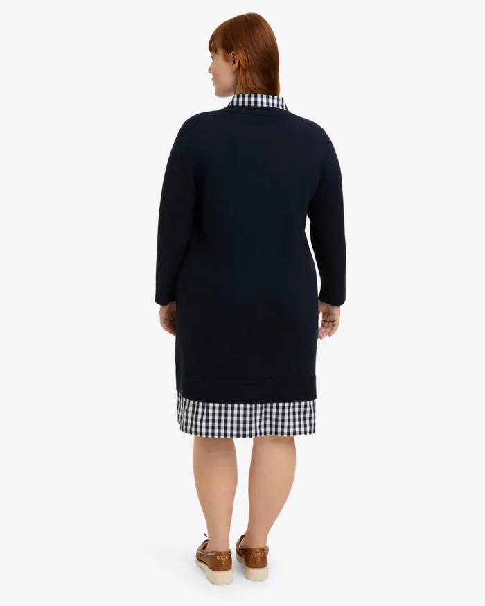 Draper James Wool And Cotton Combo Sweaterdress In Navy Women Dresses