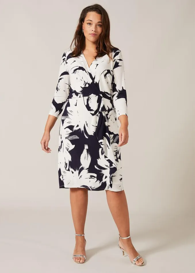 Drina Printed Dress Navyivory Women Phase Eight Knitwear