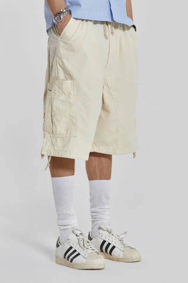 Ecru Parachute Cargo Shorts White Men Jaded London Shorts and Jorts Ecru Parachute Cargo Shorts White Men Jaded London Shorts and Jorts