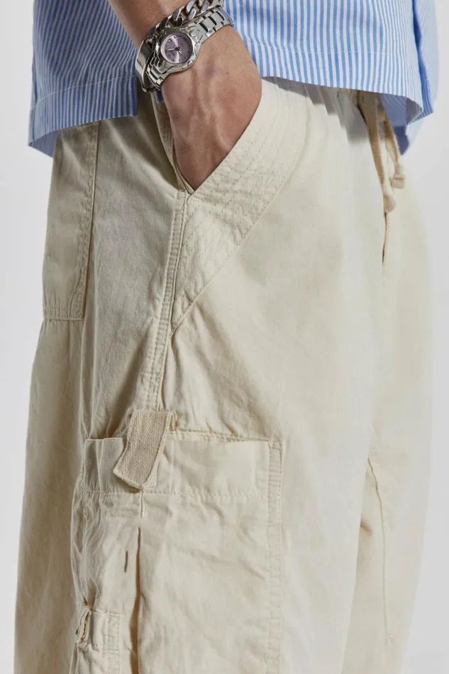Ecru Parachute Cargo Shorts White Men Jaded London Shorts and Jorts Ecru Parachute Cargo Shorts White Men Jaded London Shorts and Jorts