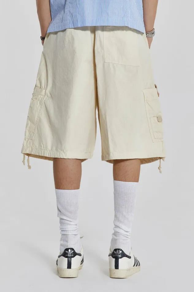 Ecru Parachute Cargo Shorts White Men Jaded London Shorts and Jorts Ecru Parachute Cargo Shorts White Men Jaded London Shorts and Jorts