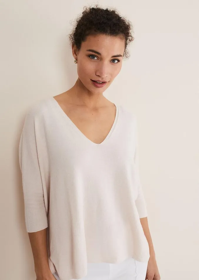 Eden V Neck Jumper Pale Pink Women Phase Eight Knitwear