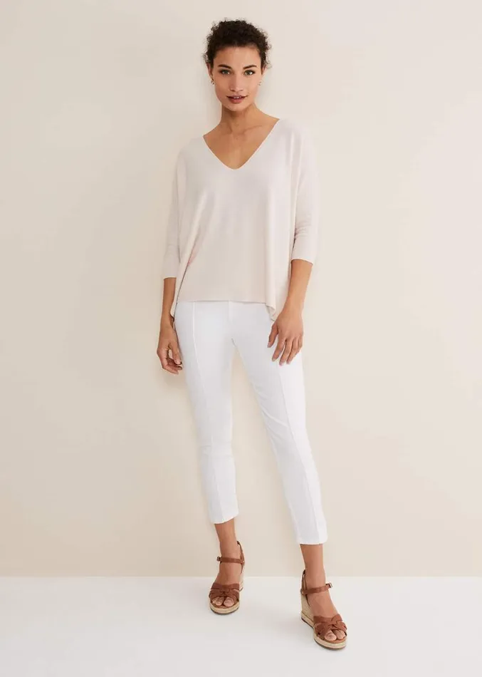 Eden V Neck Jumper Pale Pink Women Phase Eight Knitwear