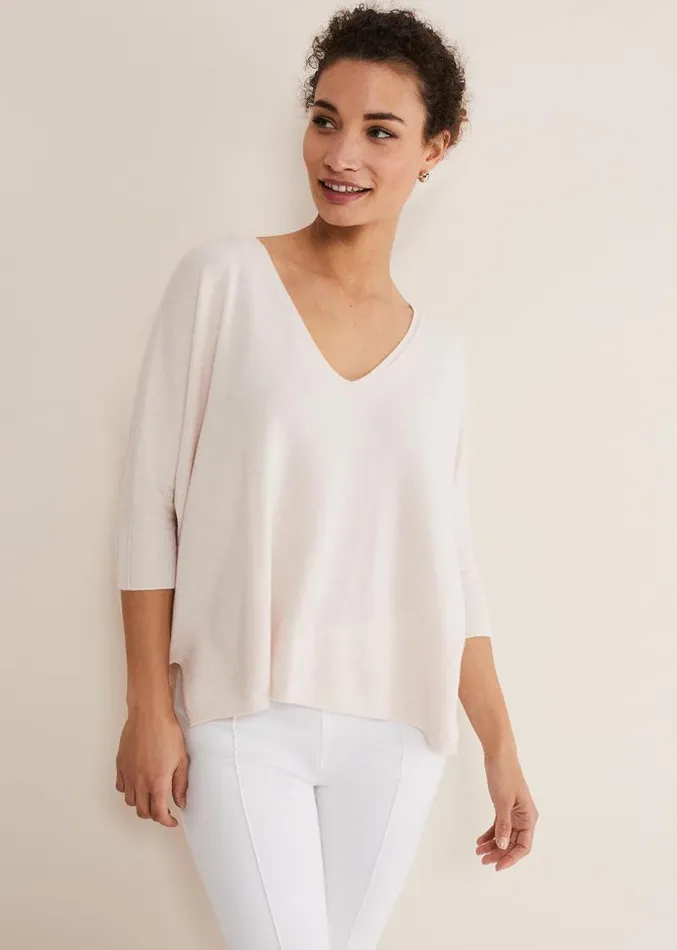 Eden V Neck Jumper Pale Pink Women Phase Eight Knitwear