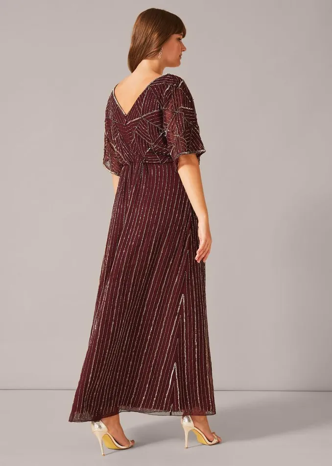 Electra Beaded Maxi Dress Merlot Women Phase Eight Dresses