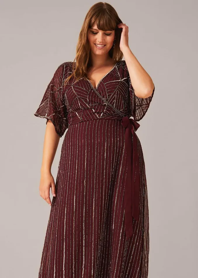 Electra Beaded Maxi Dress Merlot Women Phase Eight Dresses