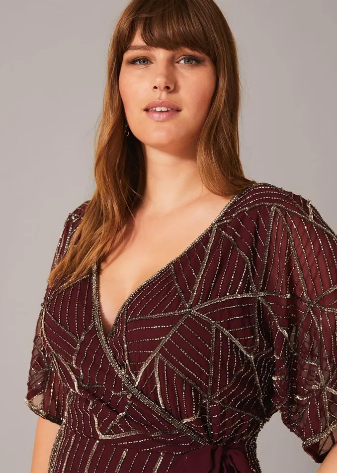 Electra Beaded Maxi Dress Merlot Women Phase Eight Dresses