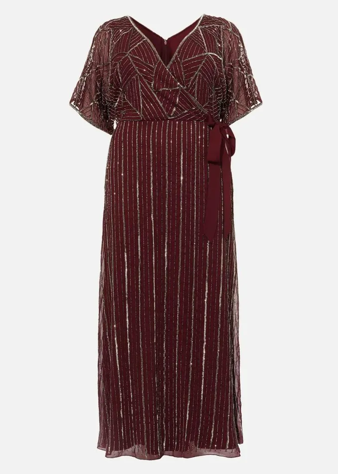 Electra Beaded Maxi Dress Merlot Women Phase Eight Dresses