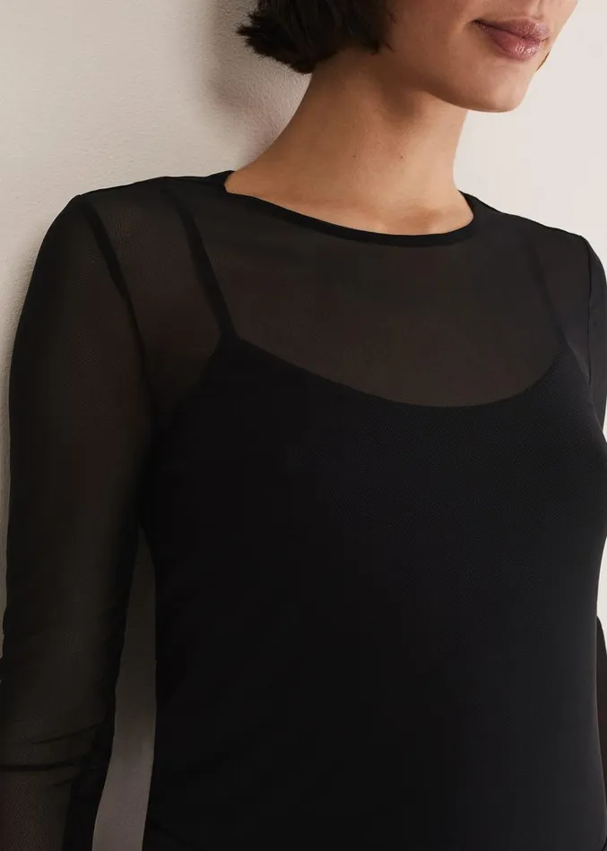 Eleena Black Mesh Top Black Women Phase Eight Tops and TShirts