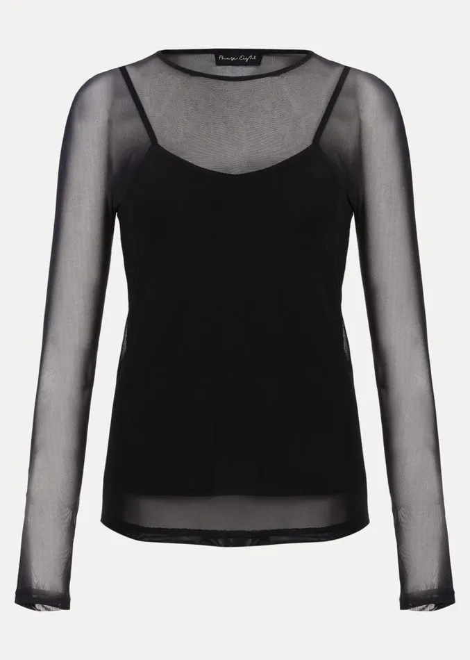 Eleena Black Mesh Top Black Women Phase Eight Tops and TShirts