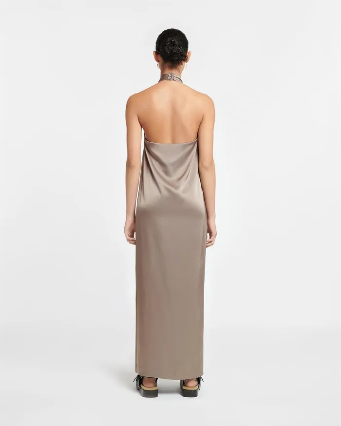Elima Slip Satin Halterneck Dress Clay Women Nanushka Dresses