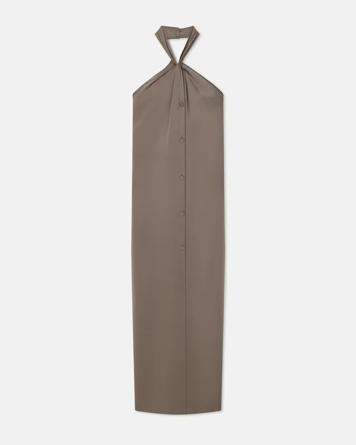 Elima Slip Satin Halterneck Dress Clay Women Nanushka Dresses