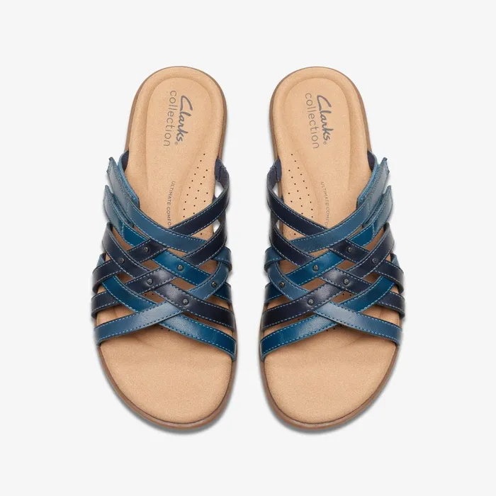 Elizabelle Rio Blue Multicolour Women Clarks Sandals and Flip Flops
