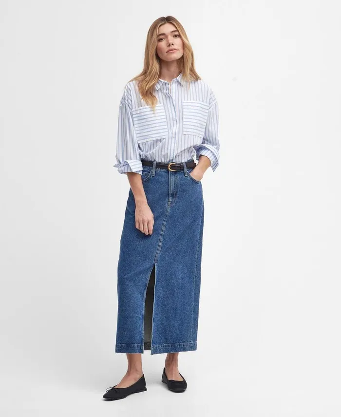 Ella Denim Midi Skirt Authentic Women Barbour Dresses and Skirts