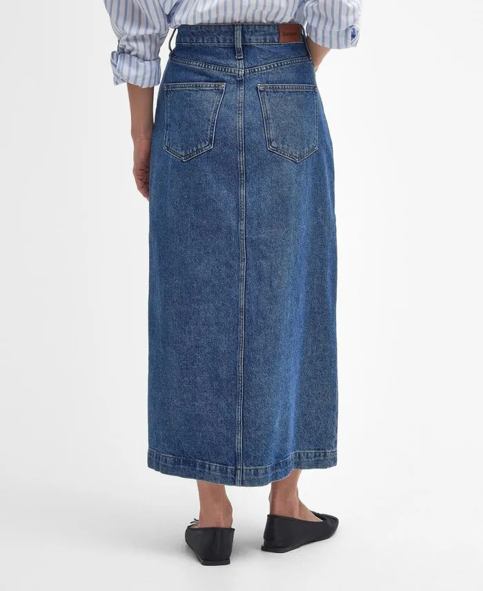 Ella Denim Midi Skirt Authentic Women Barbour Dresses and Skirts