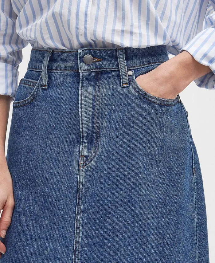 Ella Denim Midi Skirt Authentic Women Barbour Dresses and Skirts