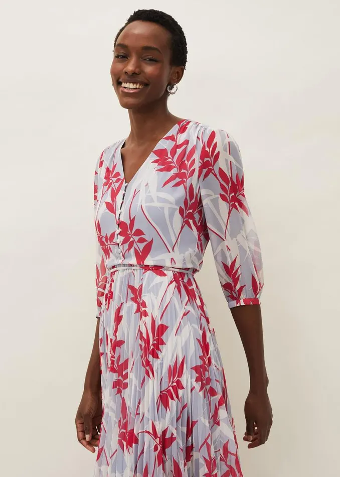 Ellen Palm Print Pleated Midaxi Dress Sky Bluemulti Women Phase Eight Dresses Ellen Palm Print Pleated Midaxi Dress Sky Bluemulti Women Phase Eight Dresses