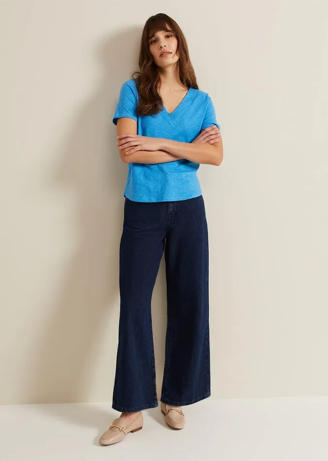 Elspeth V Neck Top Blue Women Phase Eight Tops and TShirts