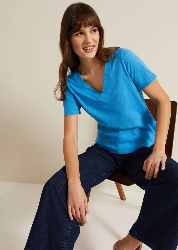 Elspeth V Neck Top Blue Women Phase Eight Tops and TShirts