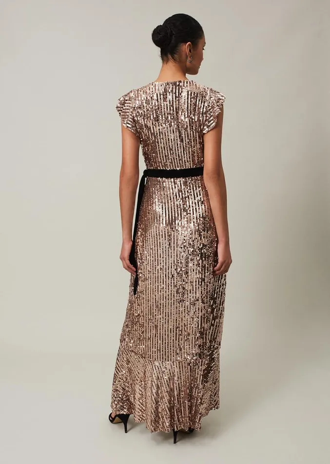 Enja Sequin Maxi Dress Rose Gold Women Phase Eight Dresses