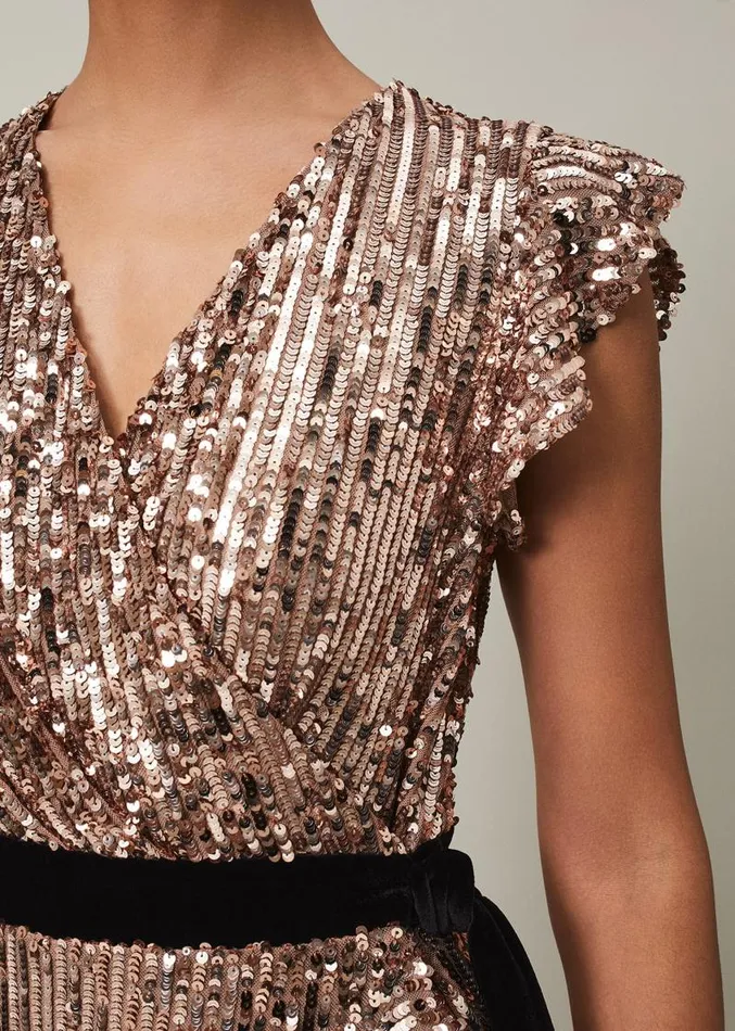Enja Sequin Maxi Dress Rose Gold Women Phase Eight Dresses