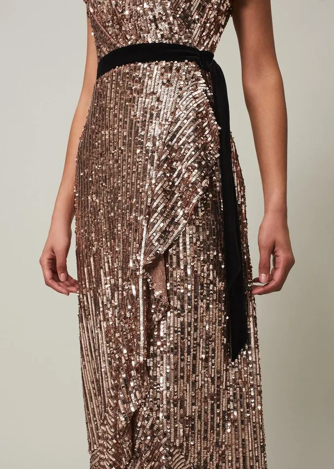 Enja Sequin Maxi Dress Rose Gold Women Phase Eight Dresses
