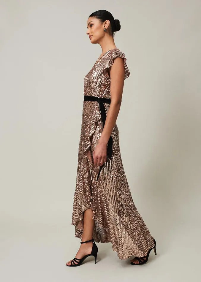 Enja Sequin Maxi Dress Rose Gold Women Phase Eight Dresses