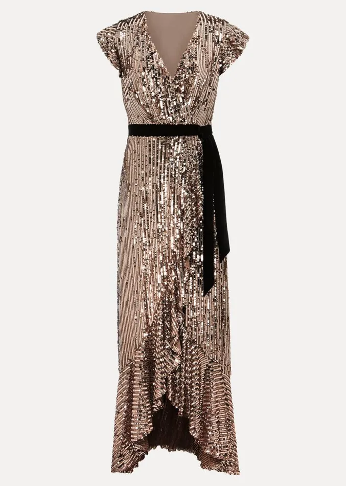 Enja Sequin Maxi Dress Rose Gold Women Phase Eight Dresses