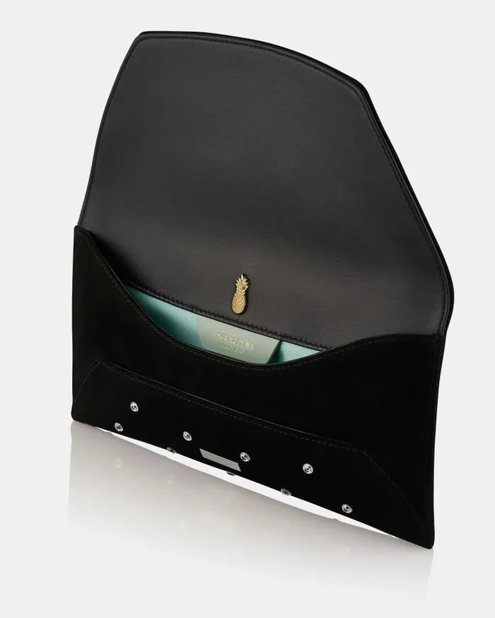 Envelope Crystal Clutch Black Women Aquazzura Clutch Bags Envelope Crystal Clutch Black Women Aquazzura Clutch Bags