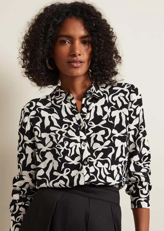 Era Abstract Bow Shirt Blackivory Women Phase Eight Shirts and Blouses