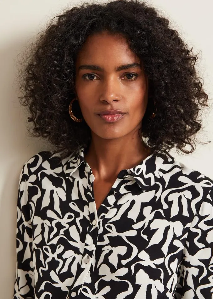 Era Abstract Bow Shirt Blackivory Women Phase Eight Shirts and Blouses