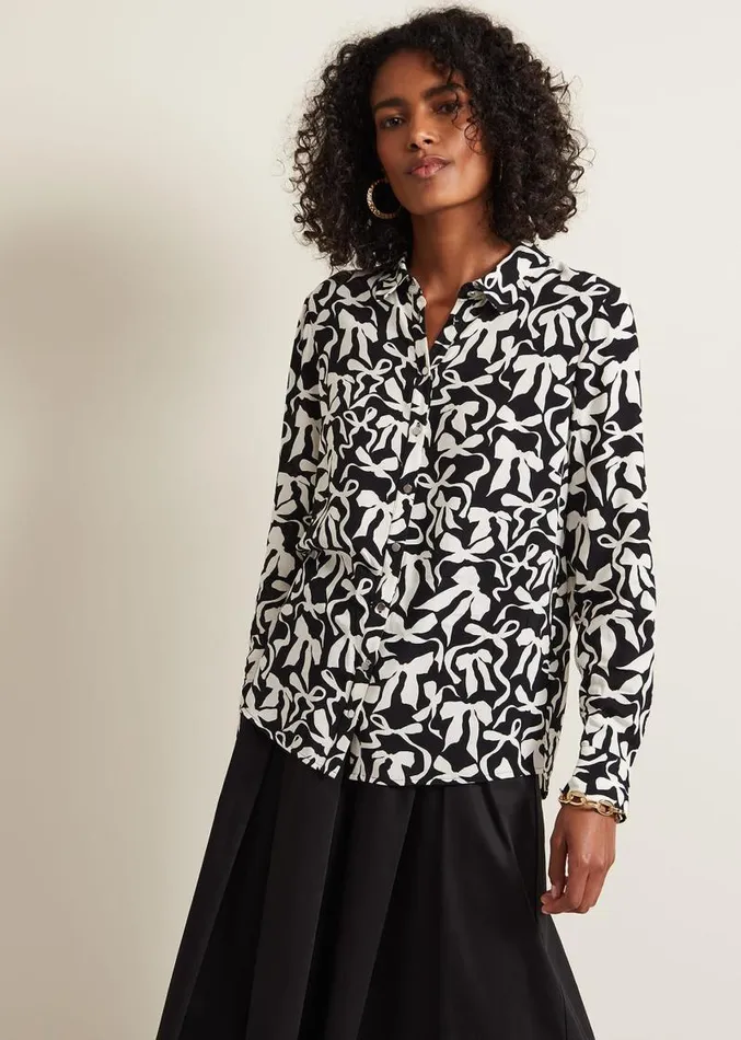 Era Abstract Bow Shirt Blackivory Women Phase Eight Shirts and Blouses
