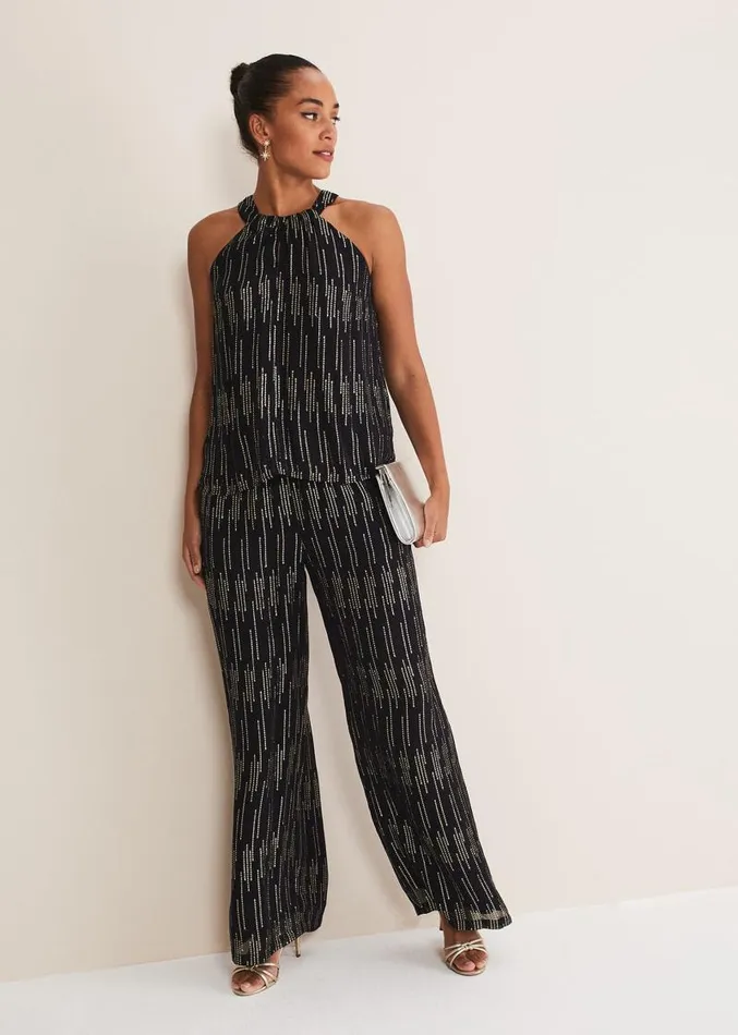 Eula Lurex Trouser CoOrd Blackgold Women Phase Eight Trousers