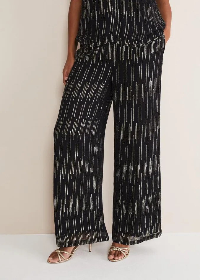 Eula Lurex Trouser CoOrd Blackgold Women Phase Eight Trousers