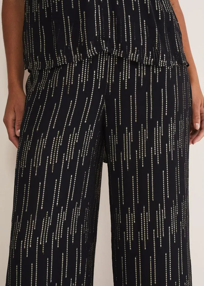 Eula Lurex Trouser CoOrd Blackgold Women Phase Eight Trousers