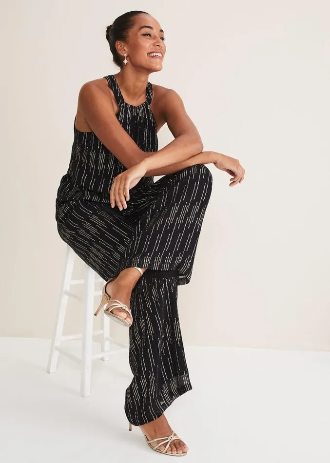 Eula Lurex Trouser CoOrd Blackgold Women Phase Eight Trousers