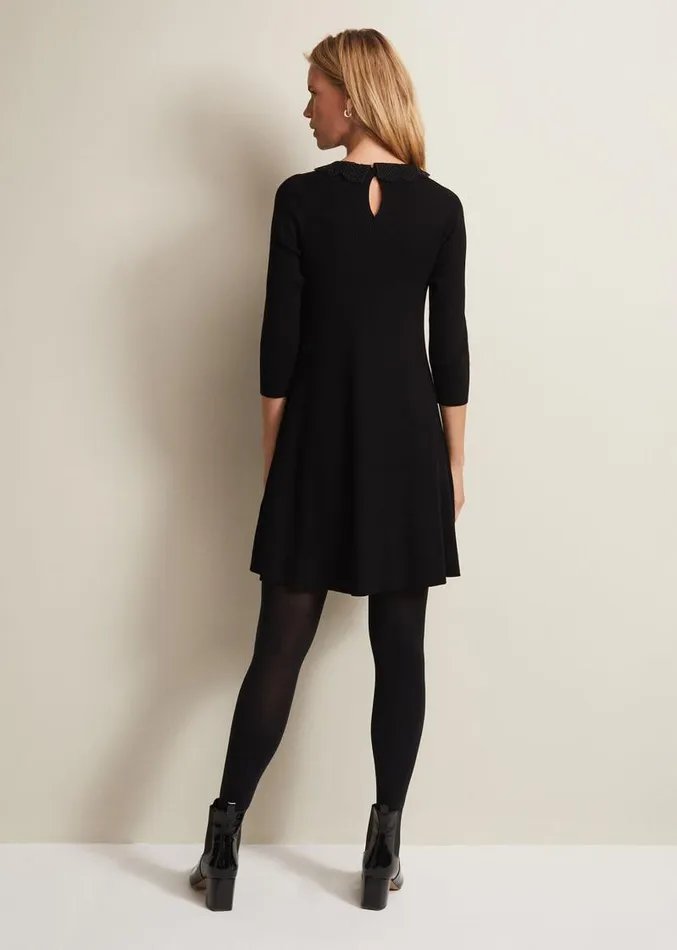 Evelyn Black Ribbed Mini Dress Black Women Phase Eight Dresses